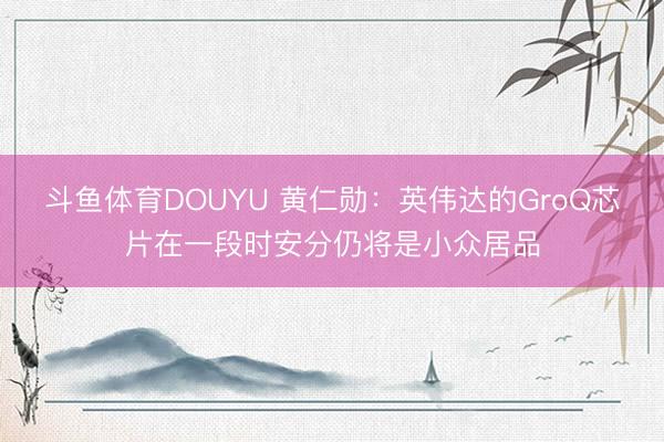 斗鱼体育DOUYU 黄仁勋：英伟达的GroQ芯片在一段时安分仍将是小众居品
