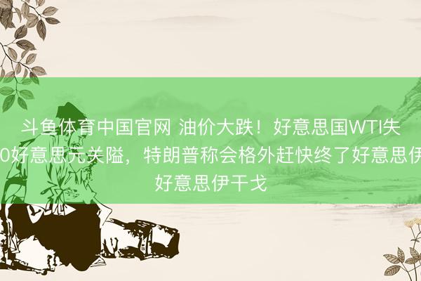 斗鱼体育中国官网 油价大跌！好意思国WTI失守100好意思元关隘，特朗普称会格外赶快终了好意思伊干戈