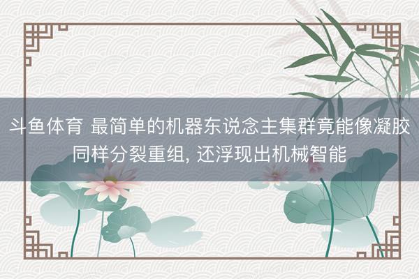 斗鱼体育 最简单的机器东说念主集群竟能像凝胶同样分裂重组， 还浮现出机械智能