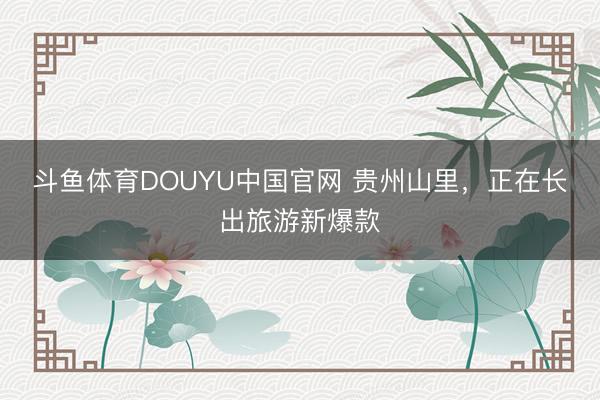 斗鱼体育DOUYU中国官网 贵州山里，正在长出旅游新爆款