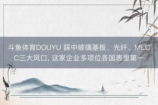 斗鱼体育DOUYU 踩中玻璃基板、光纤、MLCC三大风口， 这家企业多项位各国表里第一
