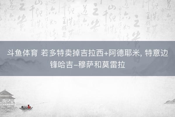 斗鱼体育 若多特卖掉吉拉西+阿德耶米， 特意边锋哈吉-穆萨和莫雷拉